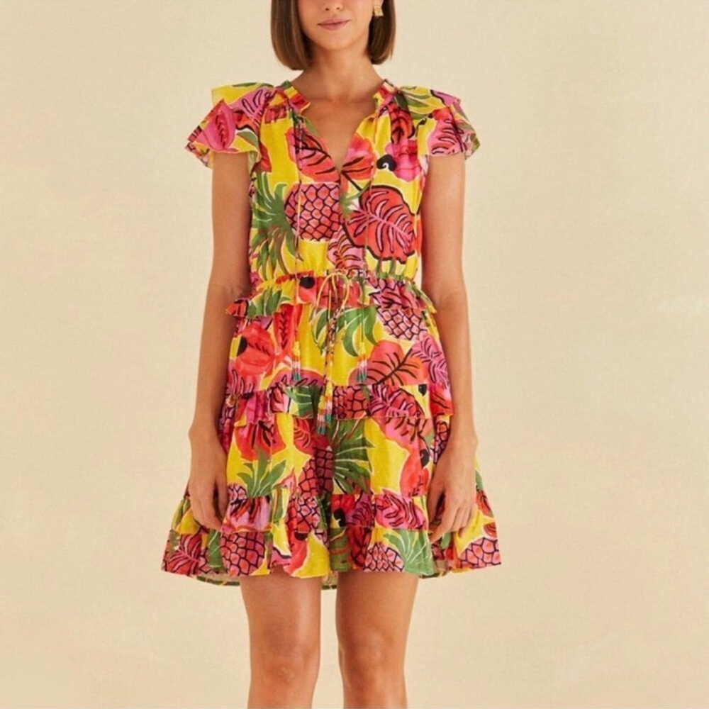 Tropical Farm Rio Dress - Pink, Yellow, Green